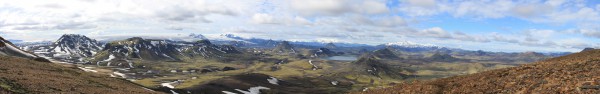 Panoramique depuis les hauteurs d'Álftavatn